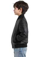 Leather Retail Kid's Faux Leather Regular Graphic Printed Jacket ( LRPRKDELBL )