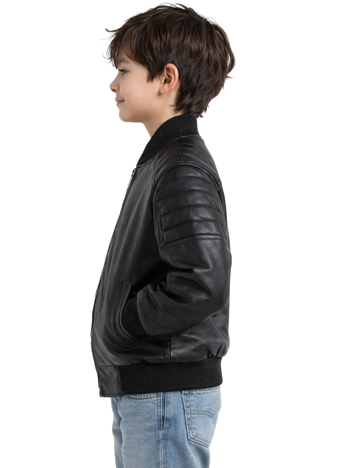 Leather Retail Kid's Faux Leather Regular Graphic Printed Jacket