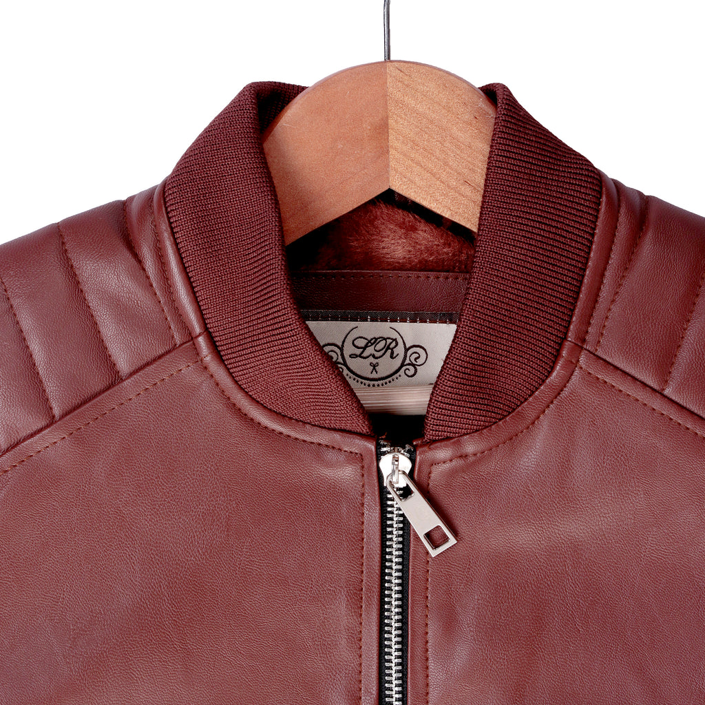 Leather Retail Kid's Faux Leather Regular Graphic Printed Jacket ( LRPRKDELBR )