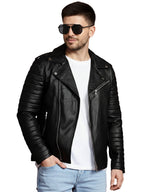 Leather Retail® Men's Solid Biker Jacket ( LRAIRMBL )