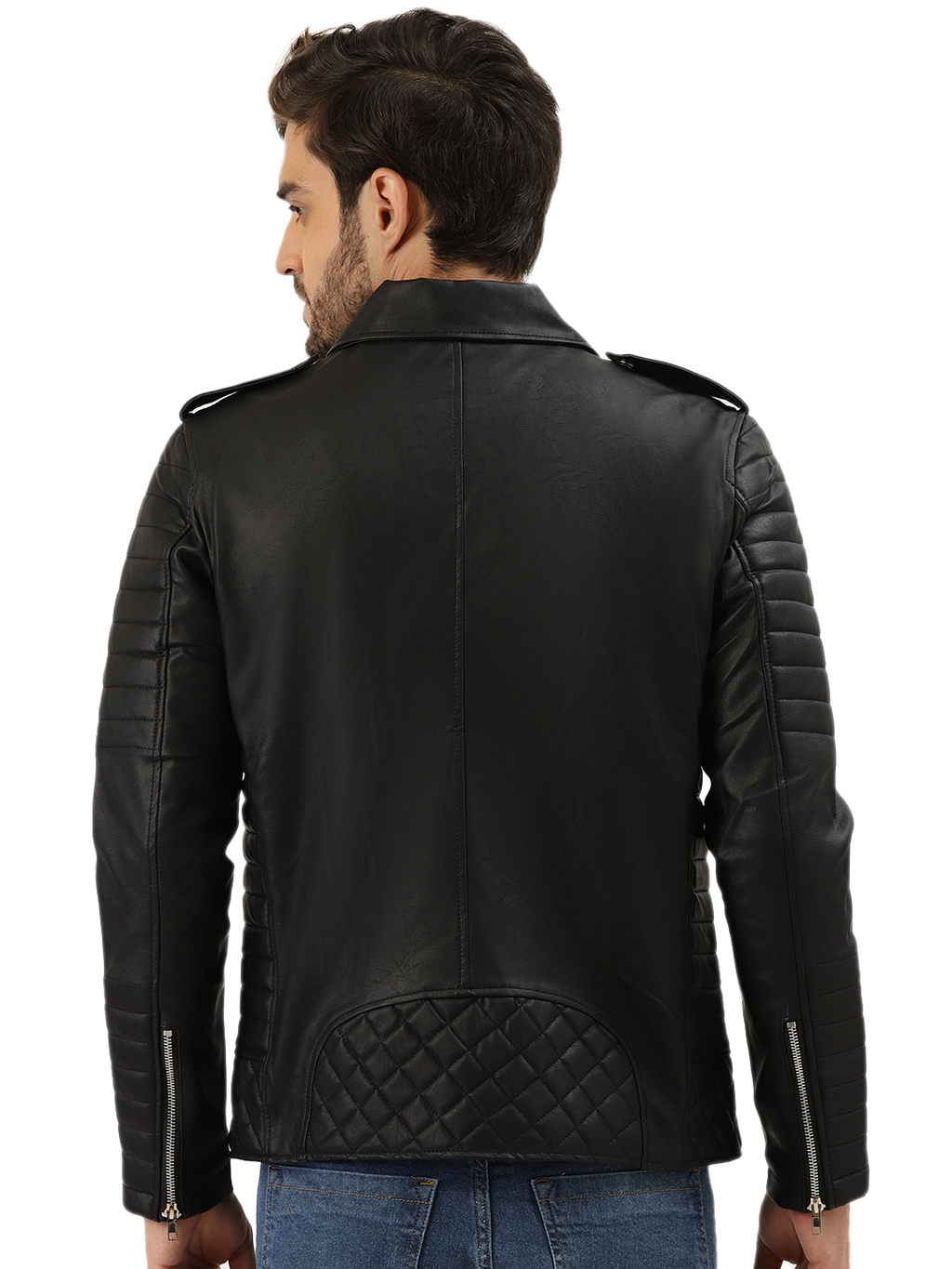 Leather Retail® Men's Solid Biker Jacket( LRRMBL )