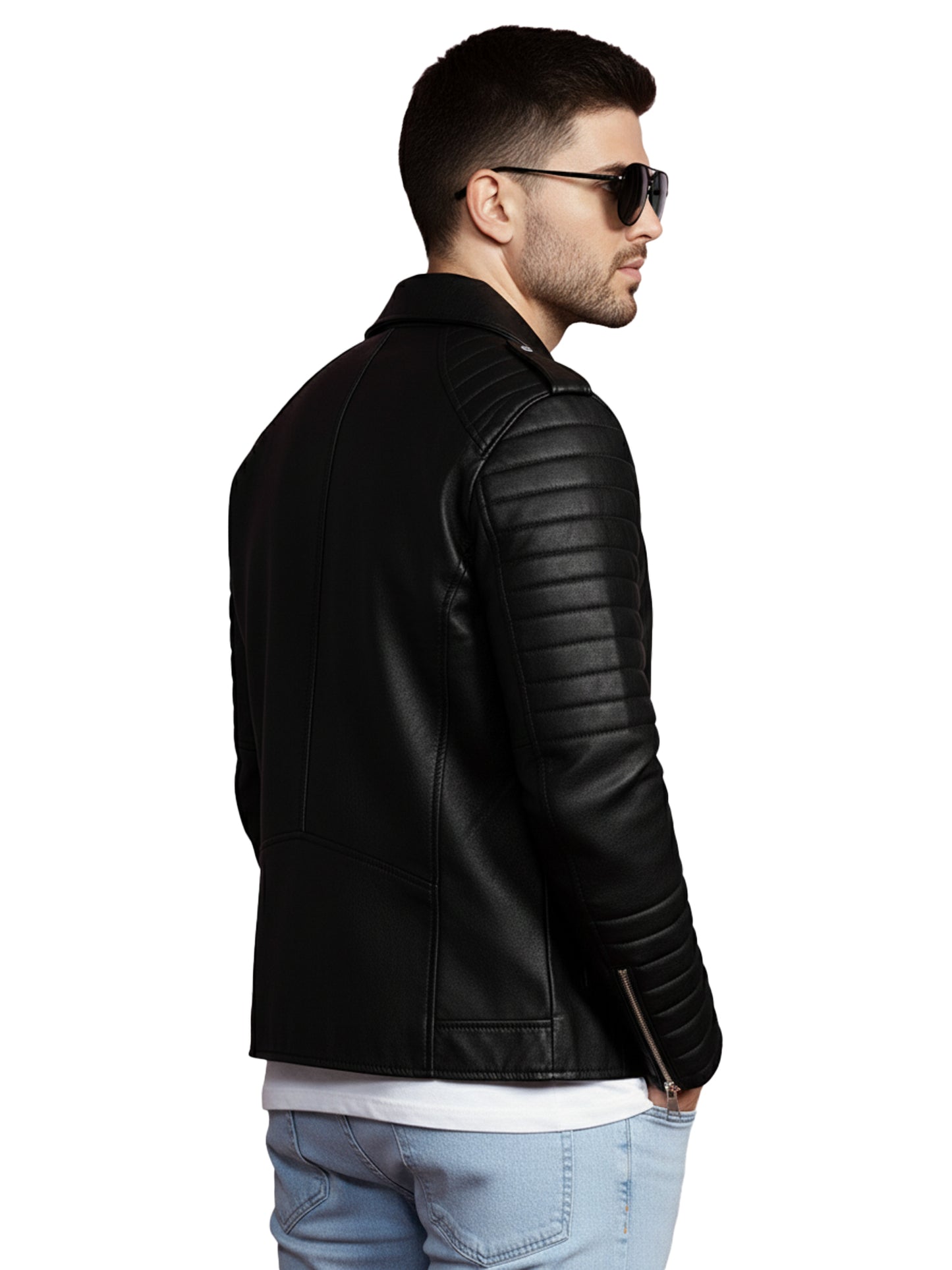 Leather Retail® Men's Solid Biker Jacket ( LRAIRMBL )