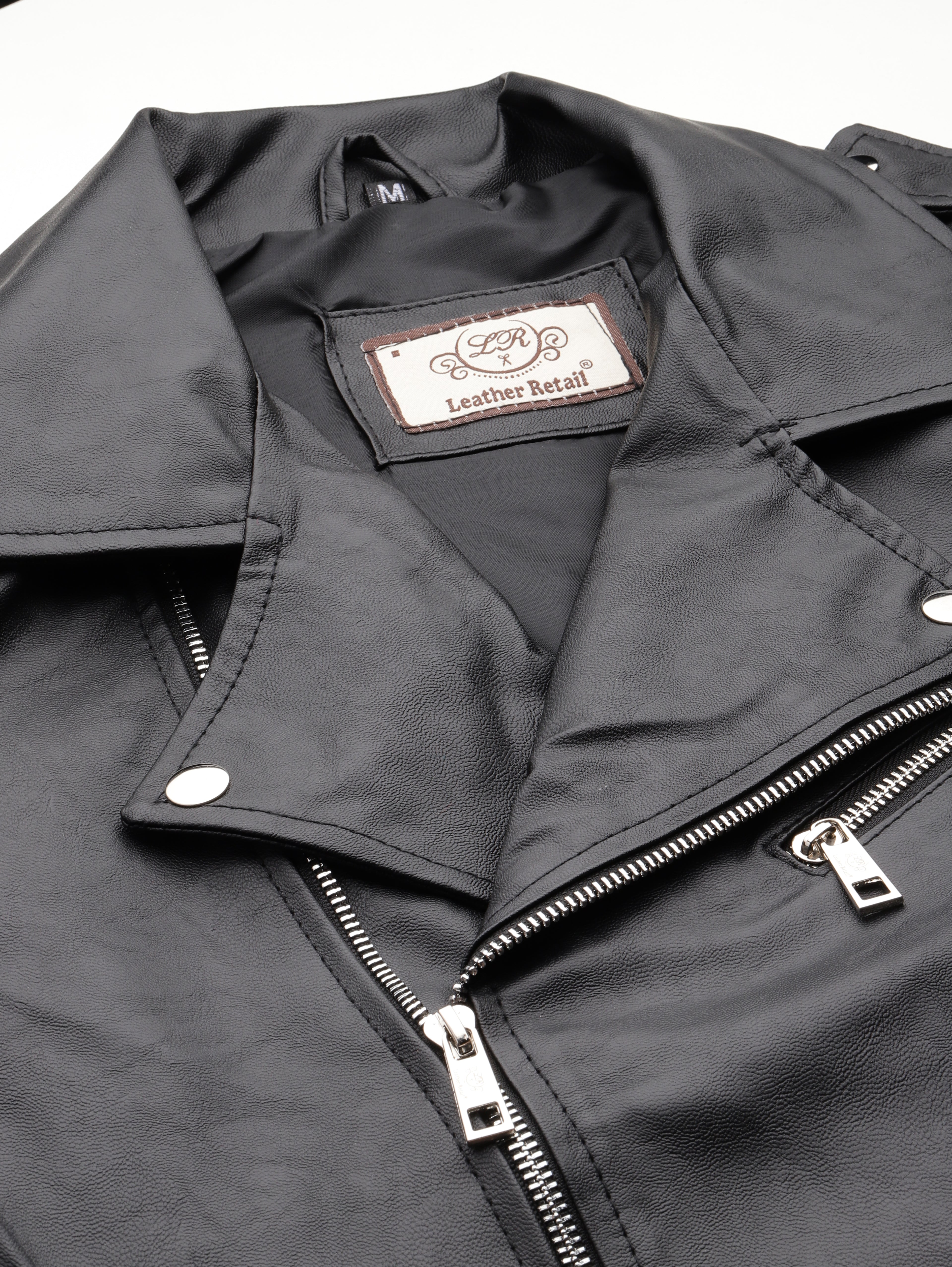 Leather Retail® Men's Solid Biker Jacket ( LRAIRMBL )