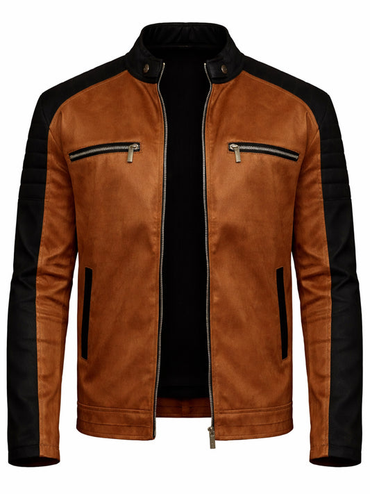 Leather Retail Mens Brown Suede Leather Regular Jacket