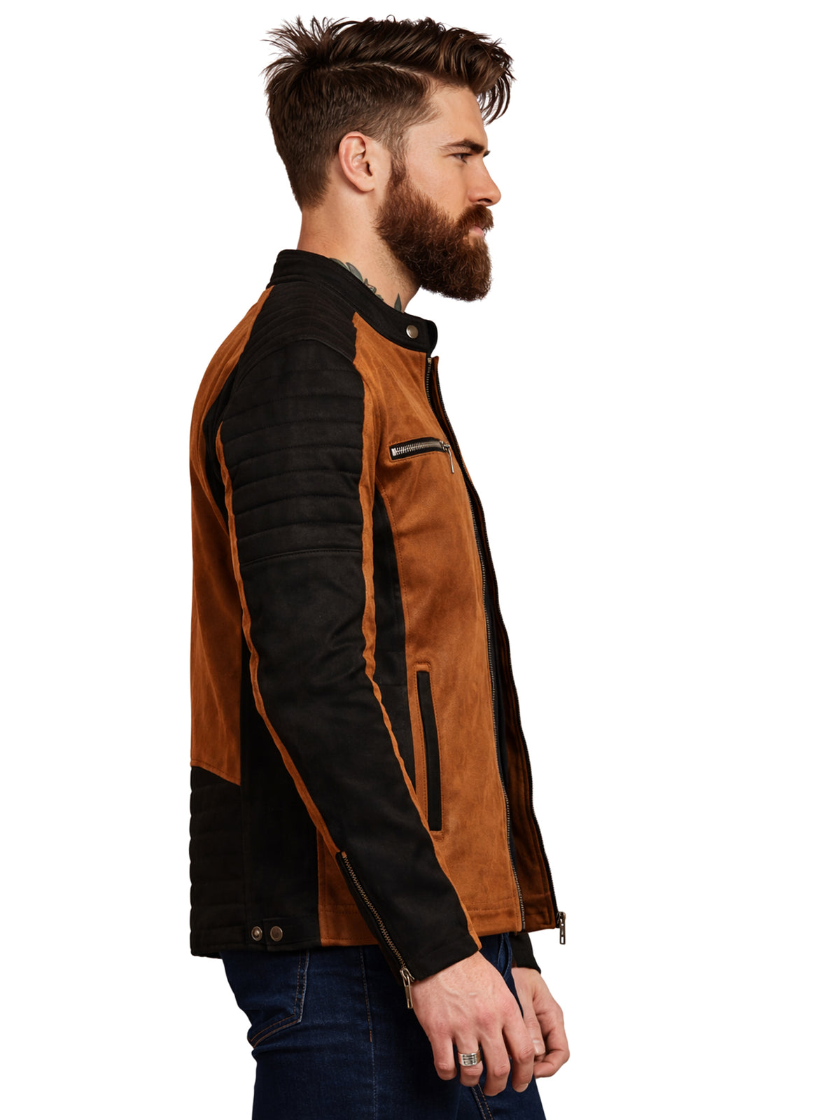 Leather Retail Mens Brown Suede Leather Regular Jacket