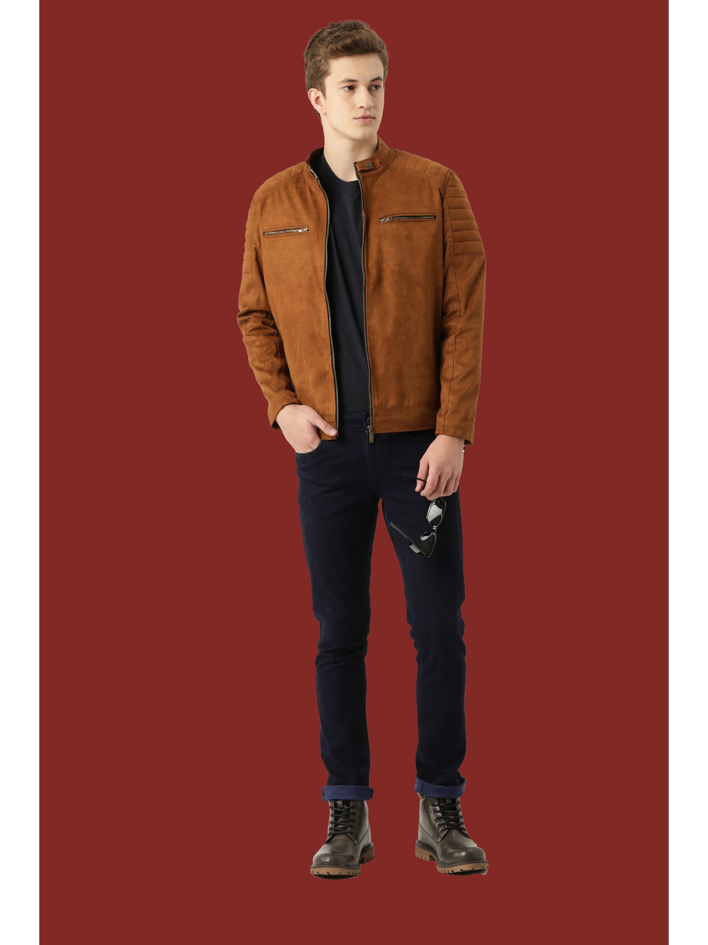 Leather Retail Men's Suede Faux Leather Jacket (LRSUDBRBR)