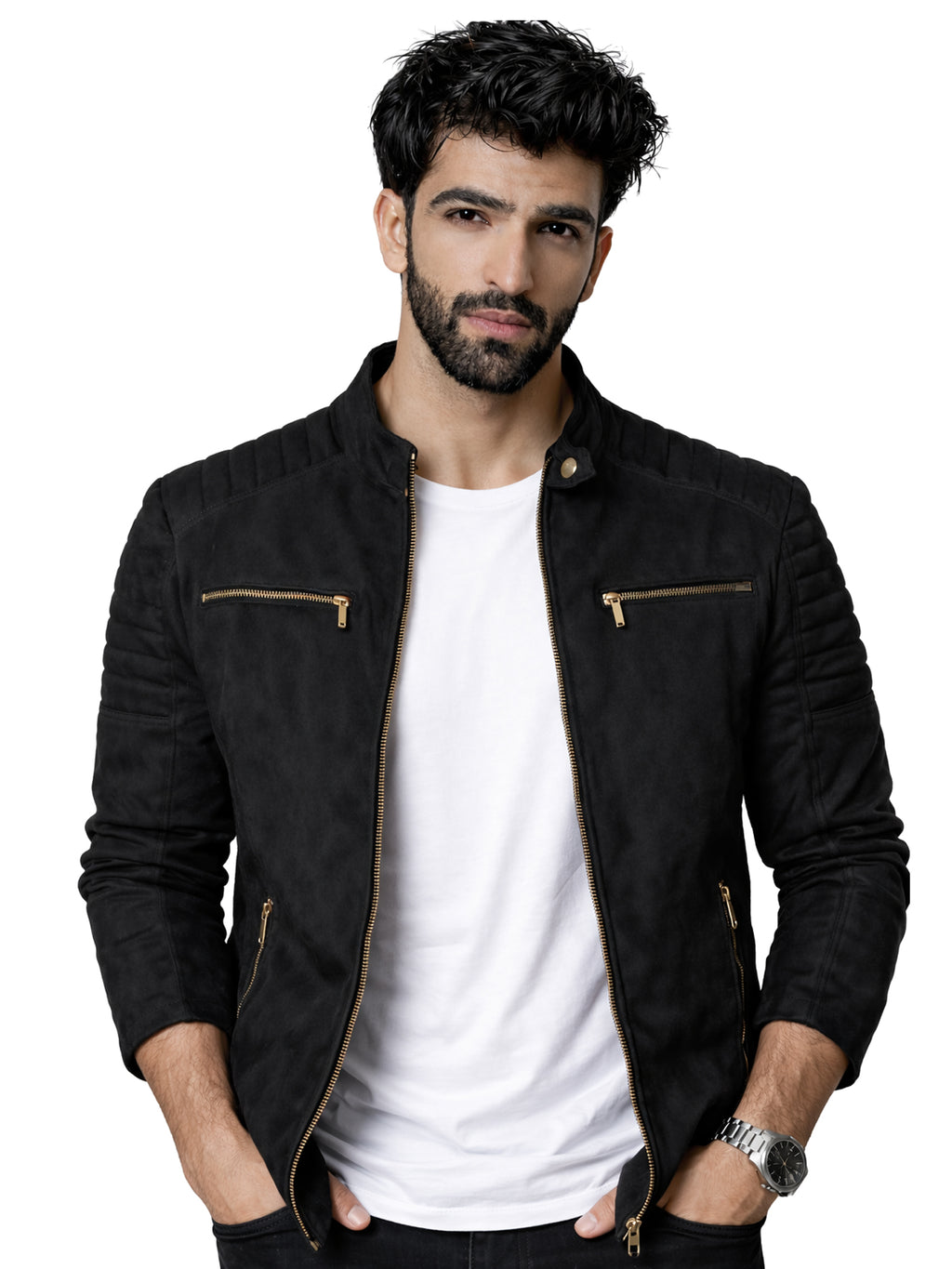 Leather Retail Men's Suede Faux Leather Jacket ( LRAISUDDEBL )