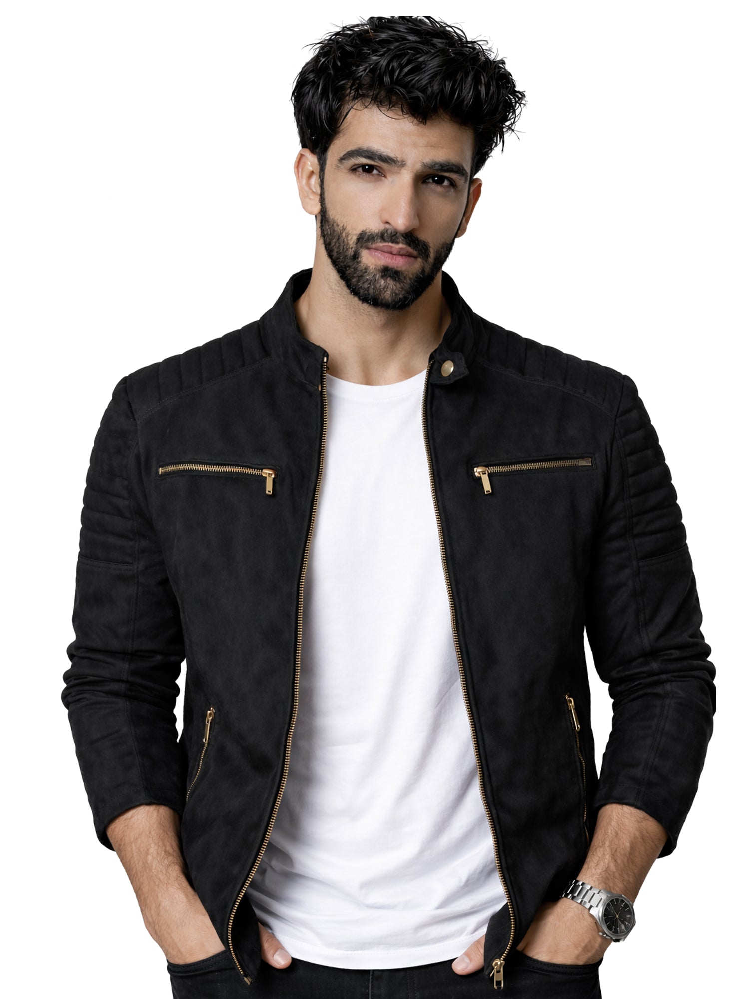 Leather Retail Men's Suede Faux Leather Jacket ( LRAISUDDEBL )