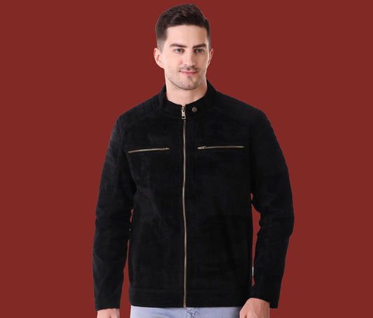 Leather Retail Men's Suede Faux Leather Jacket (LRSUDDEBL)