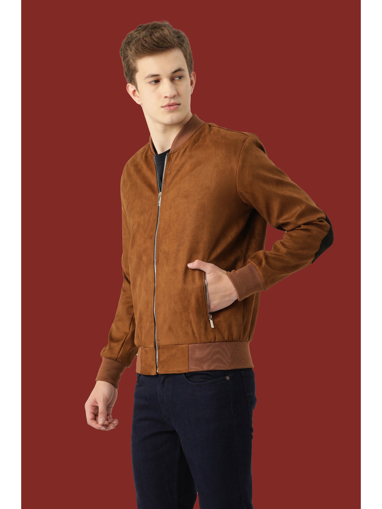 Leather Retail Suede Faux Leather Jacket For Men's (LRSUDELBR)