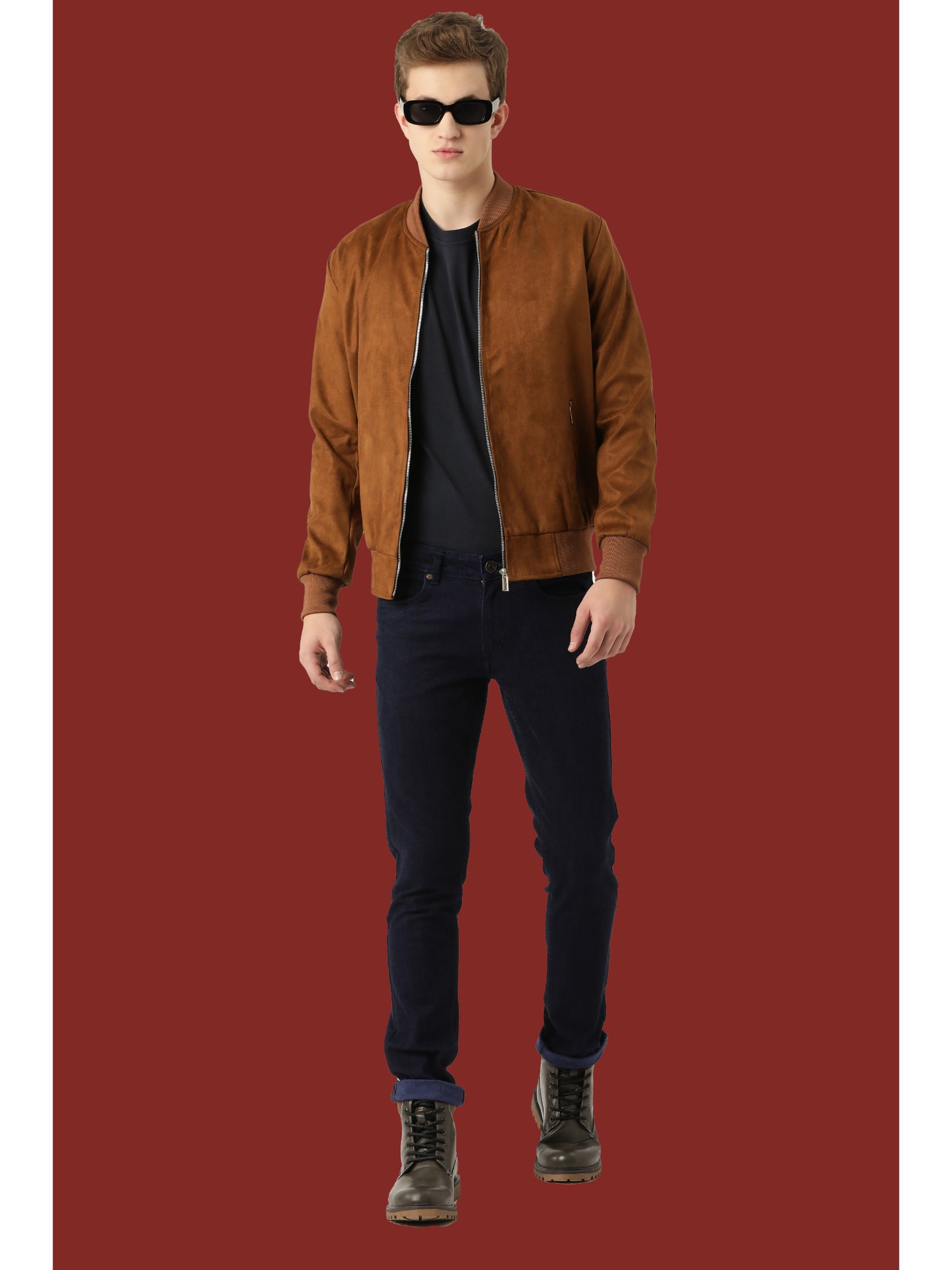 Leather Retail Suede Faux Leather Jacket For Men's (LRSUDELBR)