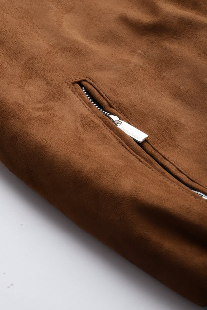 Leather Retail Suede Faux Leather Jacket For Men's ( LRSUDELBR )