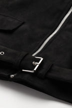 Leather Retail Women's Suede Full Sleeve Biker Jacket ( LRAISUDF11BL )
