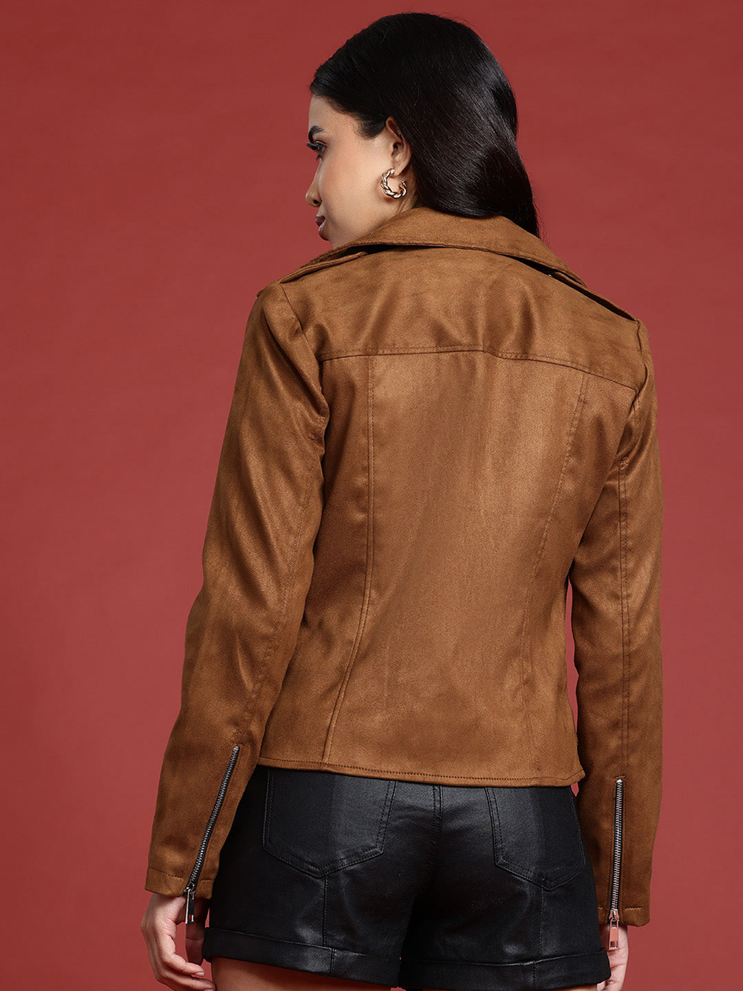 Leather Retail Women's Suede Full Sleeve Biker Jacket