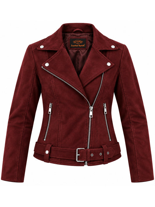 Leather Retail Women's Suede Full Sleeve Biker Jacket 