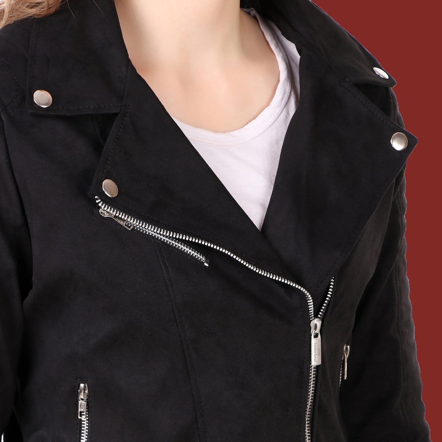 Leather Retail Women's Suede Faux Leather Jacket(LRSUDFRBL)