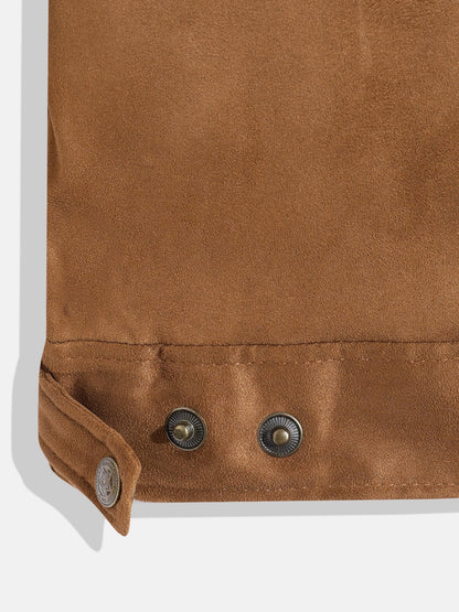 Leather Retail Kid's Brown Suede Faux Leather Jacket