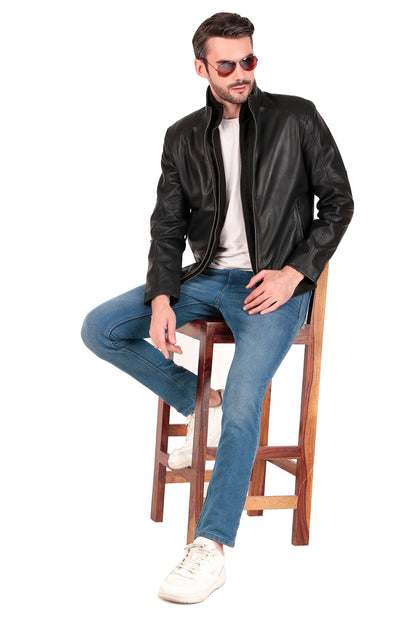 Leather Retail Pure Genuine Leather Biker Jacket ( LRPLM43BL )