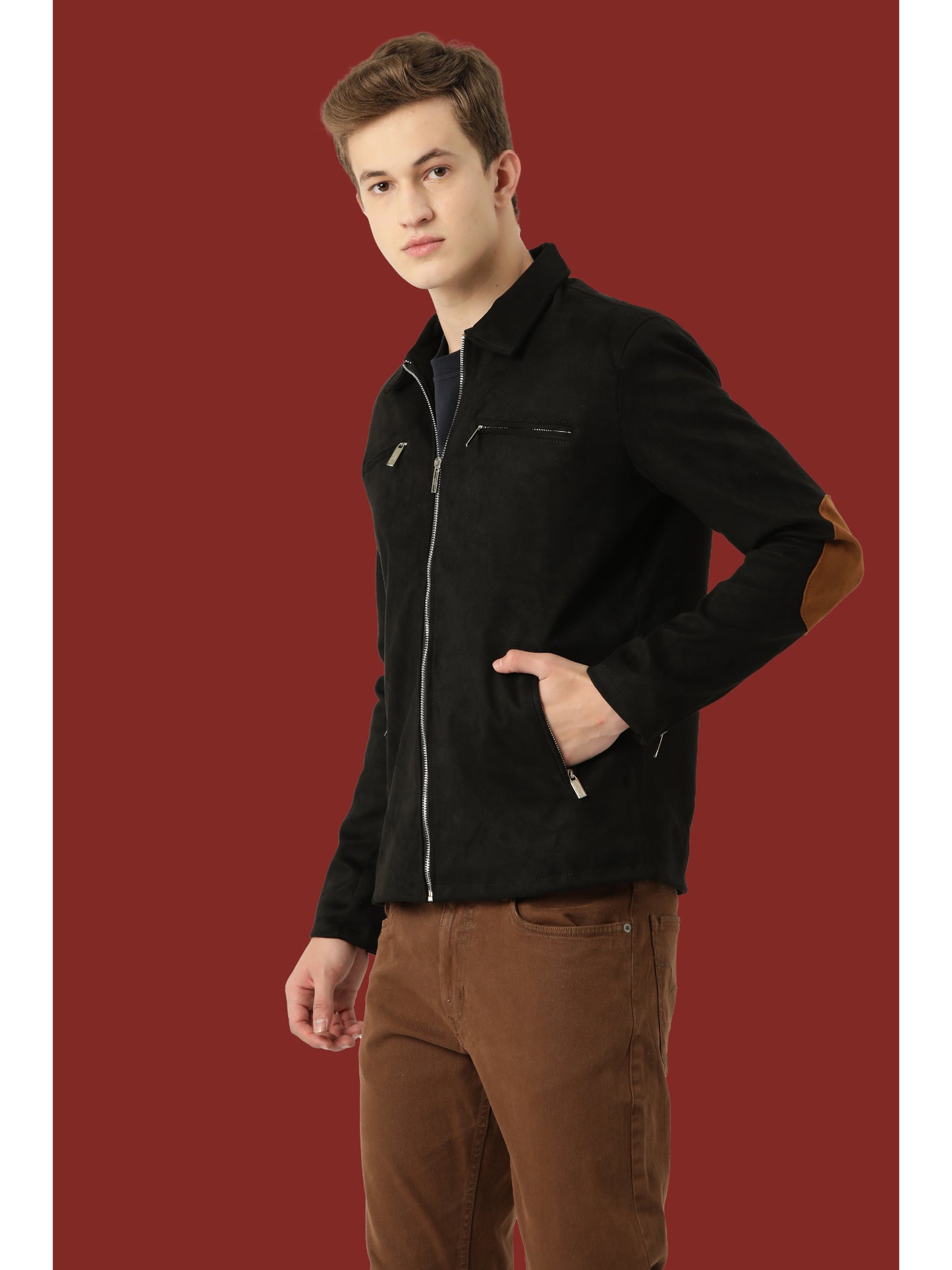 Leather Retail Men's Suede Faux Leather Jacket (LRSUDM33BL)