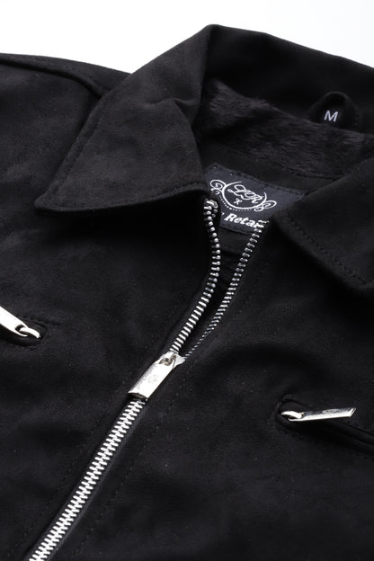 Leather Retail Men's Suede Faux Leather Jacket (LRSUDM33BL)