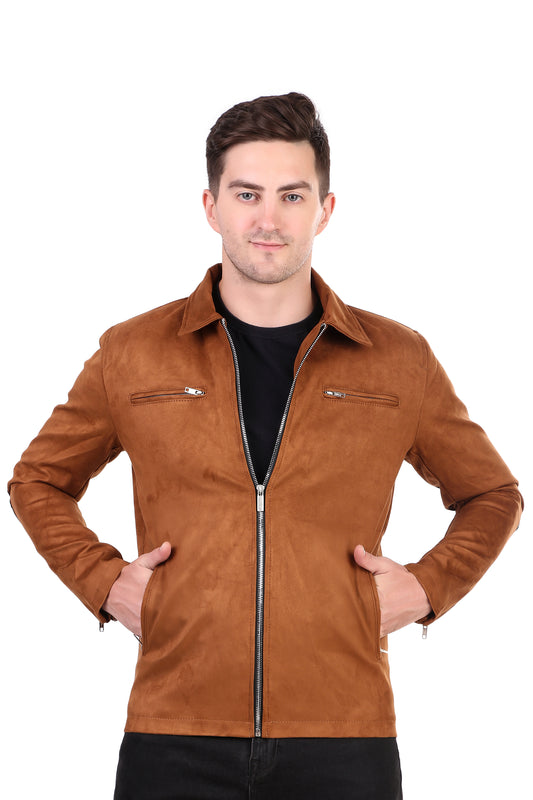Leather Retail Suede Faux Leather Jacket For Men's