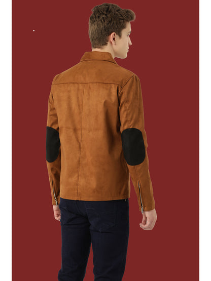 Leather Retail Suede Faux Leather Jacket For Men's ( LRSUDM33BR )