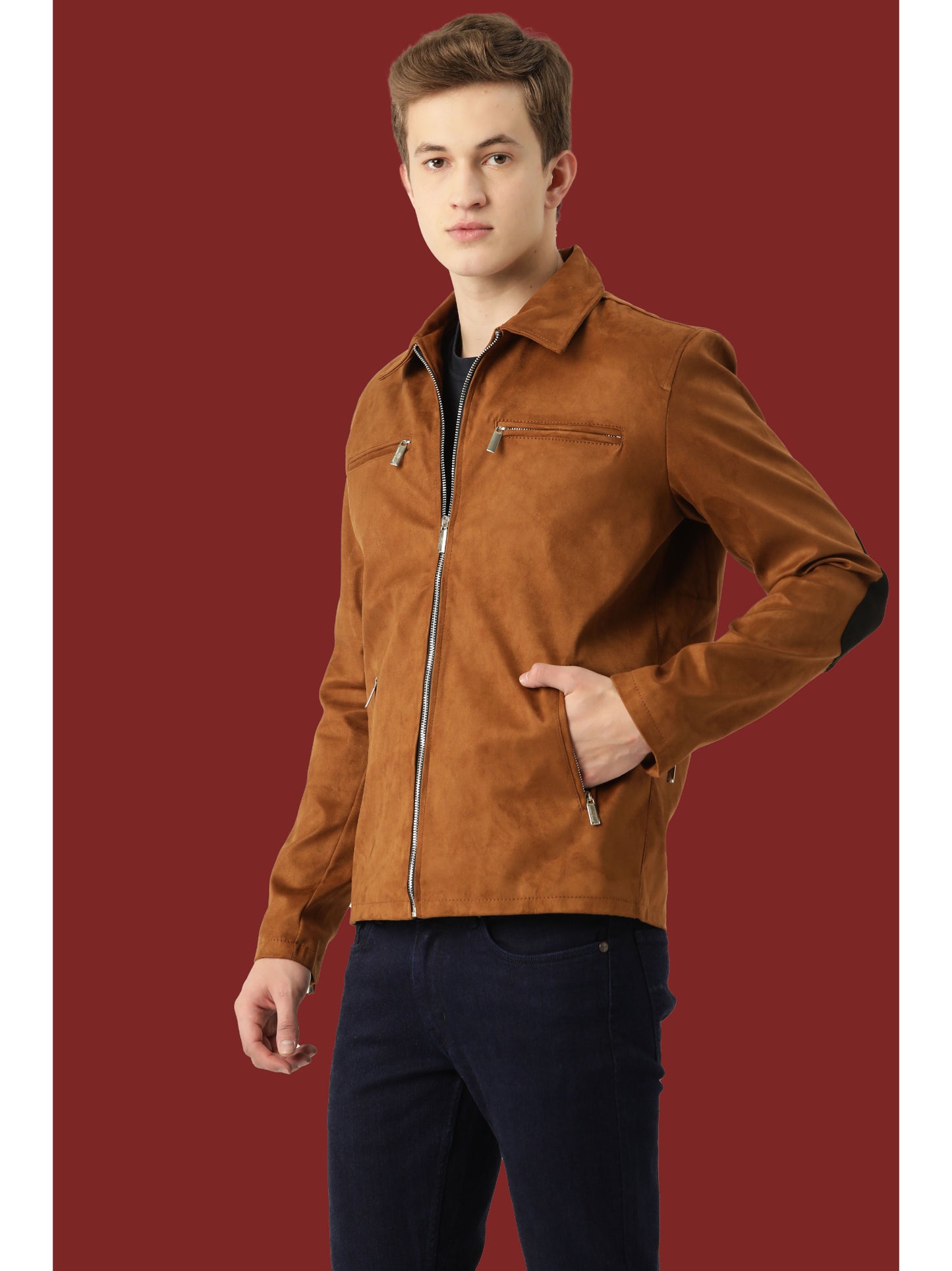 Leather Retail Suede Faux Leather Jacket For Men's (LRSUDM33BR)