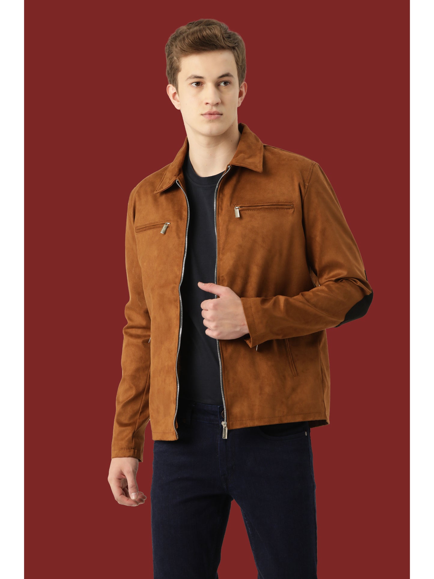 Leather Retail Suede Faux Leather Jacket For Men's (LRSUDM33BR)