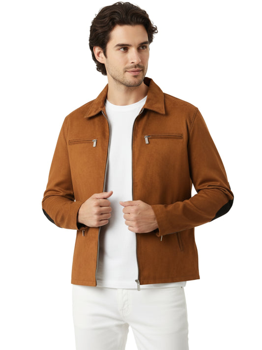 Leather Retail Suede Faux Leather Jacket For Men's ( LRAISUDM33BR )