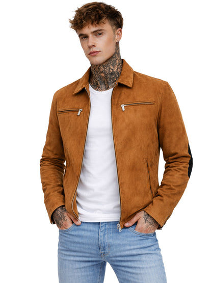 Leather Retail Suede Faux Leather Jacket For Men's ( LRAISUDM33BR )
