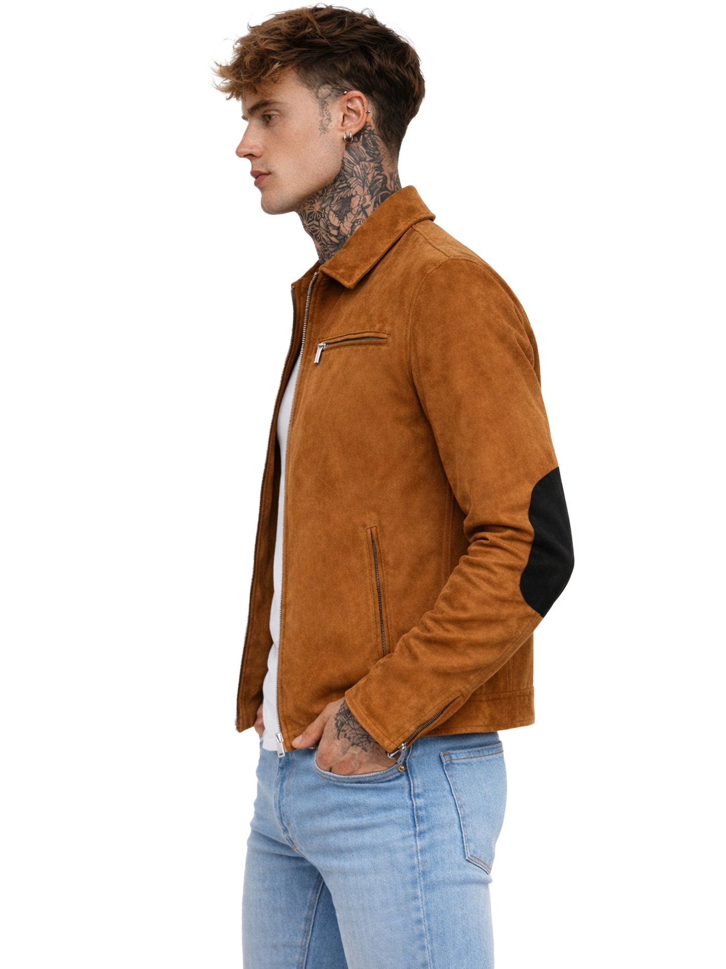 Leather Retail Suede Faux Leather Jacket For Men's ( LRAISUDM33BR )