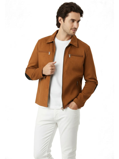 Leather Retail Suede Faux Leather Jacket For Men's ( LRAISUDM33BR )