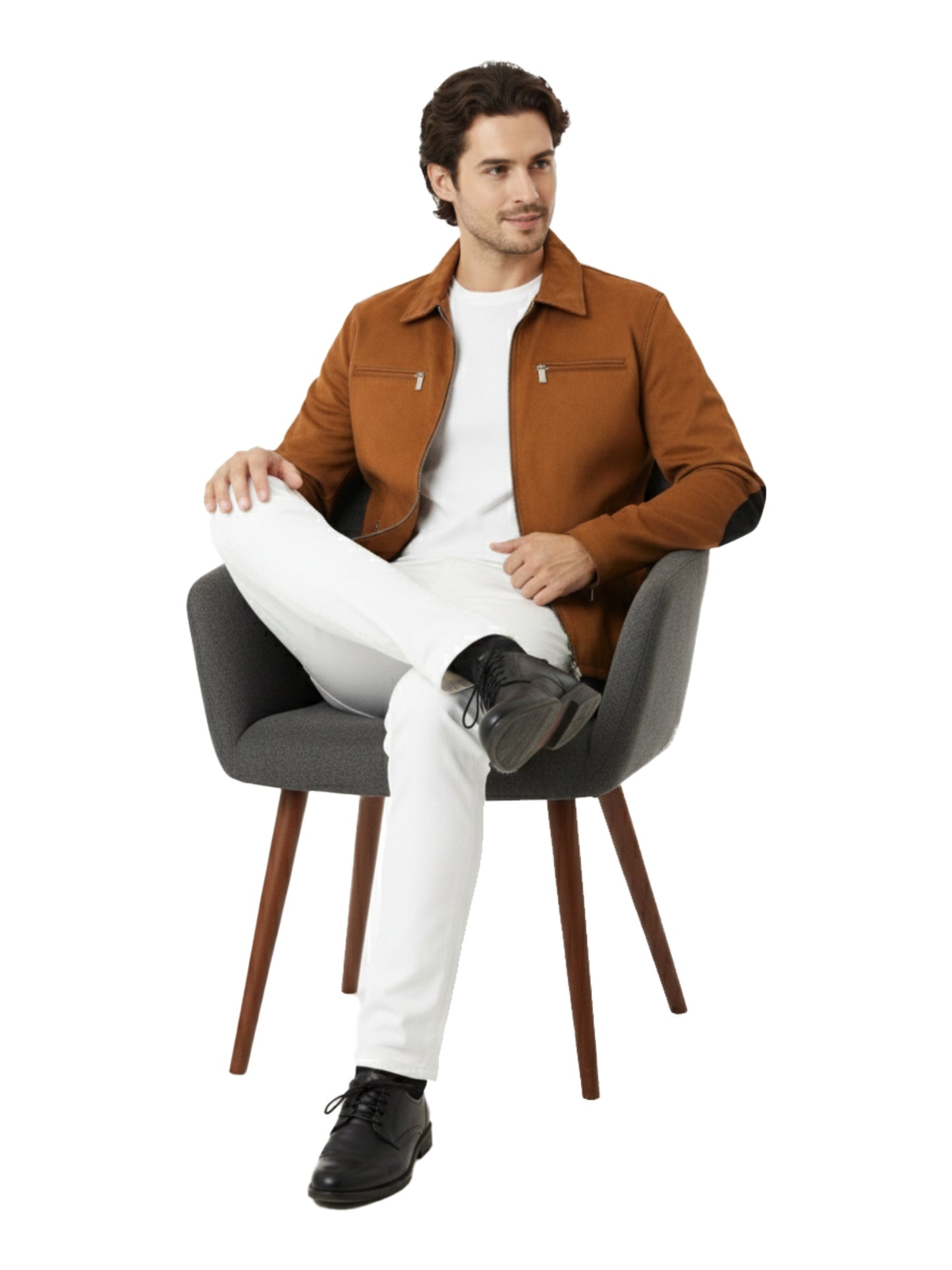 Leather Retail Suede Faux Leather Jacket For Men's ( LRAISUDM33BR )