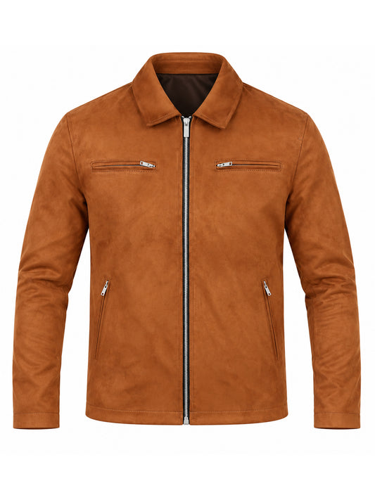 Leather Retail Suede Faux Leather Jacket For Men's