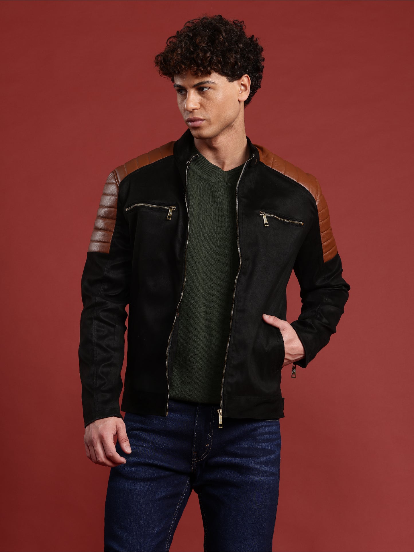 Leather Retail Men’s Casual Suede Leather Regular Jacket (LRSUDM45BL)