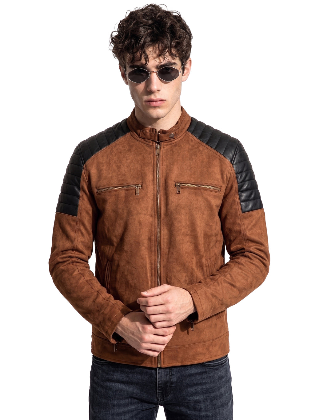 Leather Retail Men’s Casual Suede Leather Regular Jacket ( LRSUDM45BR )
