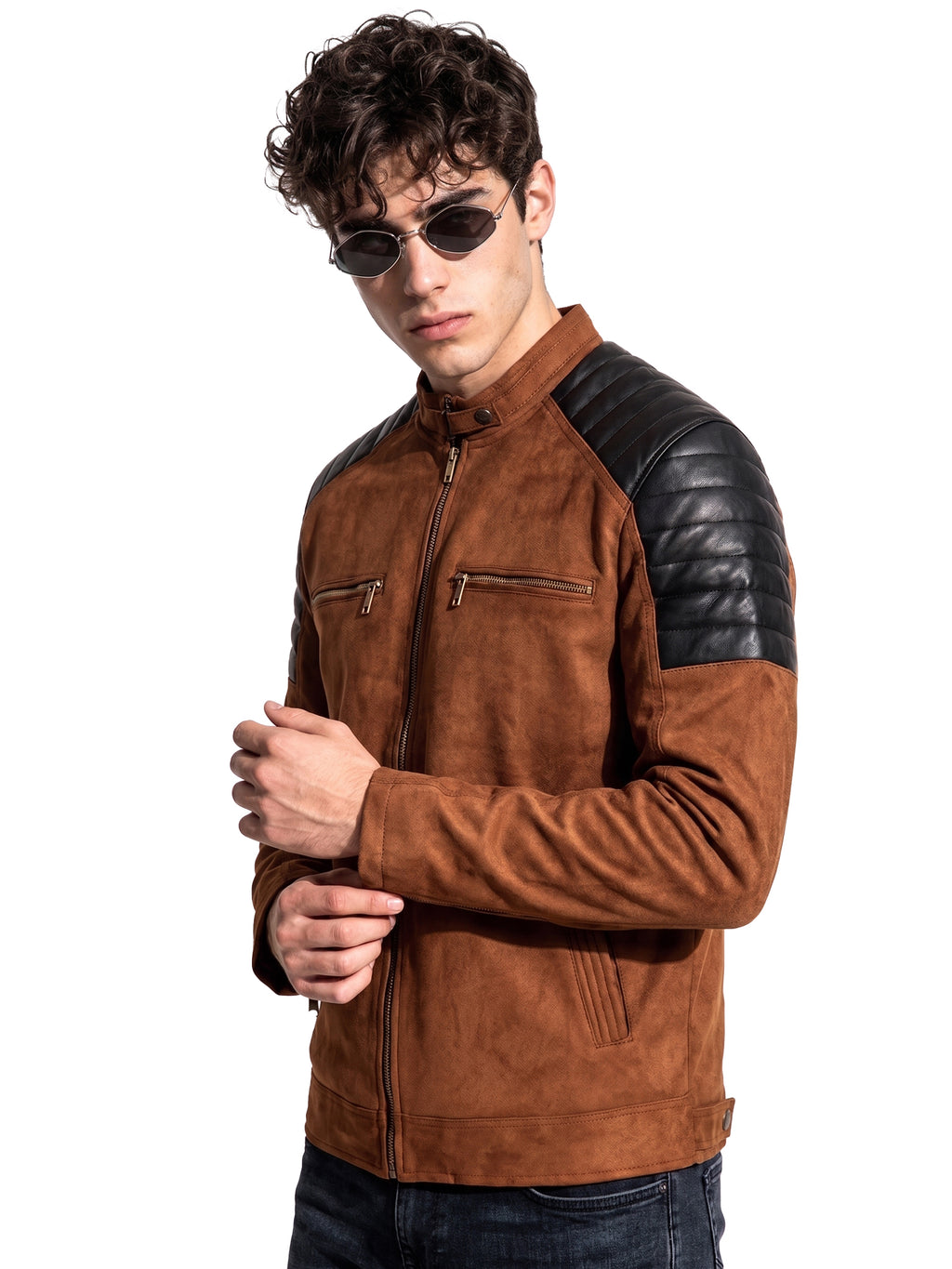 Leather Retail Men’s Casual Suede Leather Regular Jacket ( LRSUDM45BR )