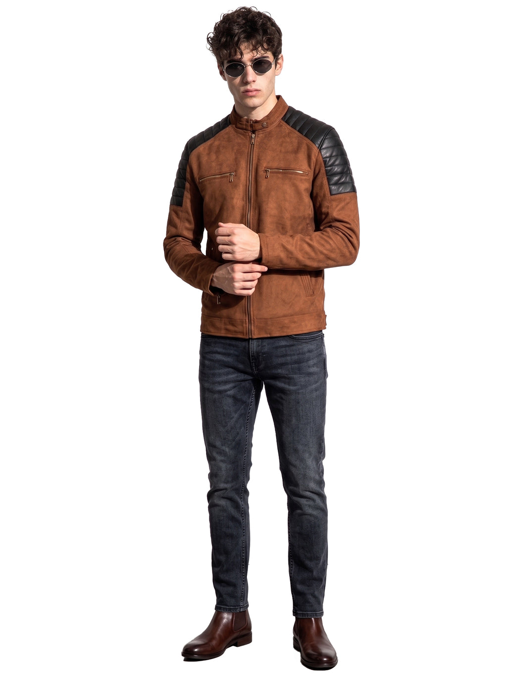 Leather Retail Men’s Casual Suede Leather Regular Jacket ( LRSUDM45BR )