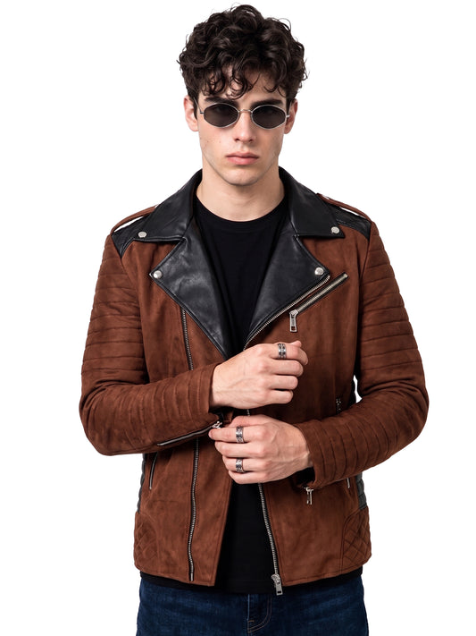 Leather Retail Men’s Casual Suede Leather Biker Jacket