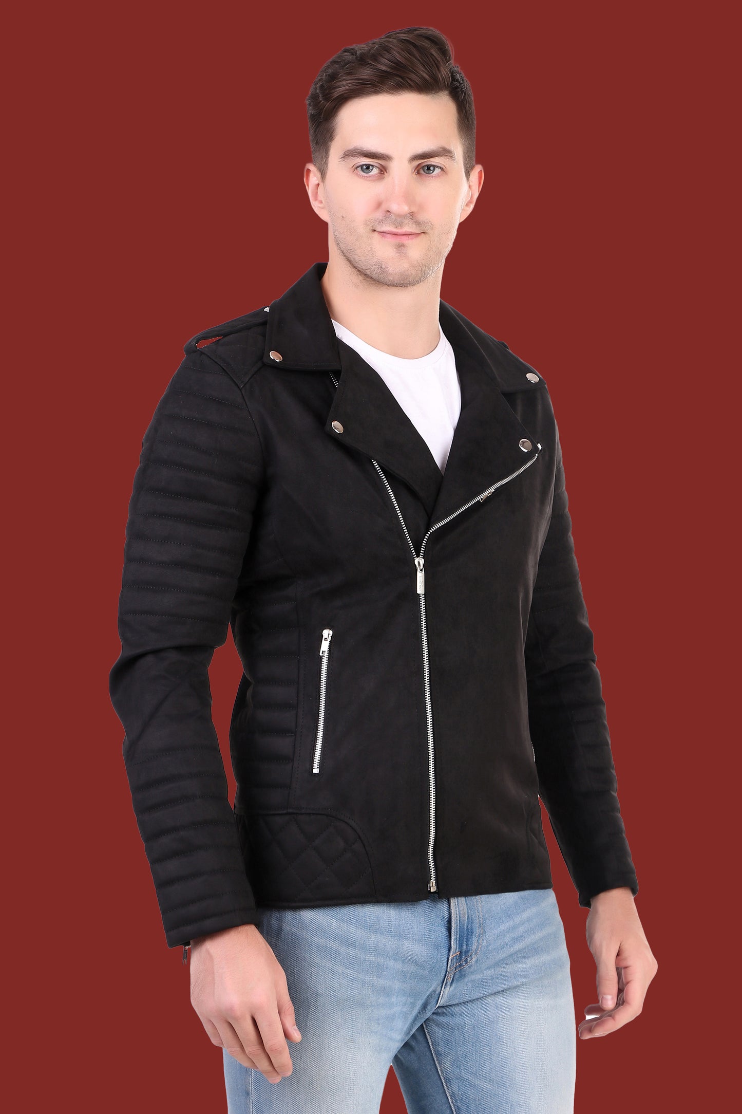 Leather Retail Men's Suede Faux Leather Jacket (LRSUDRMBL)