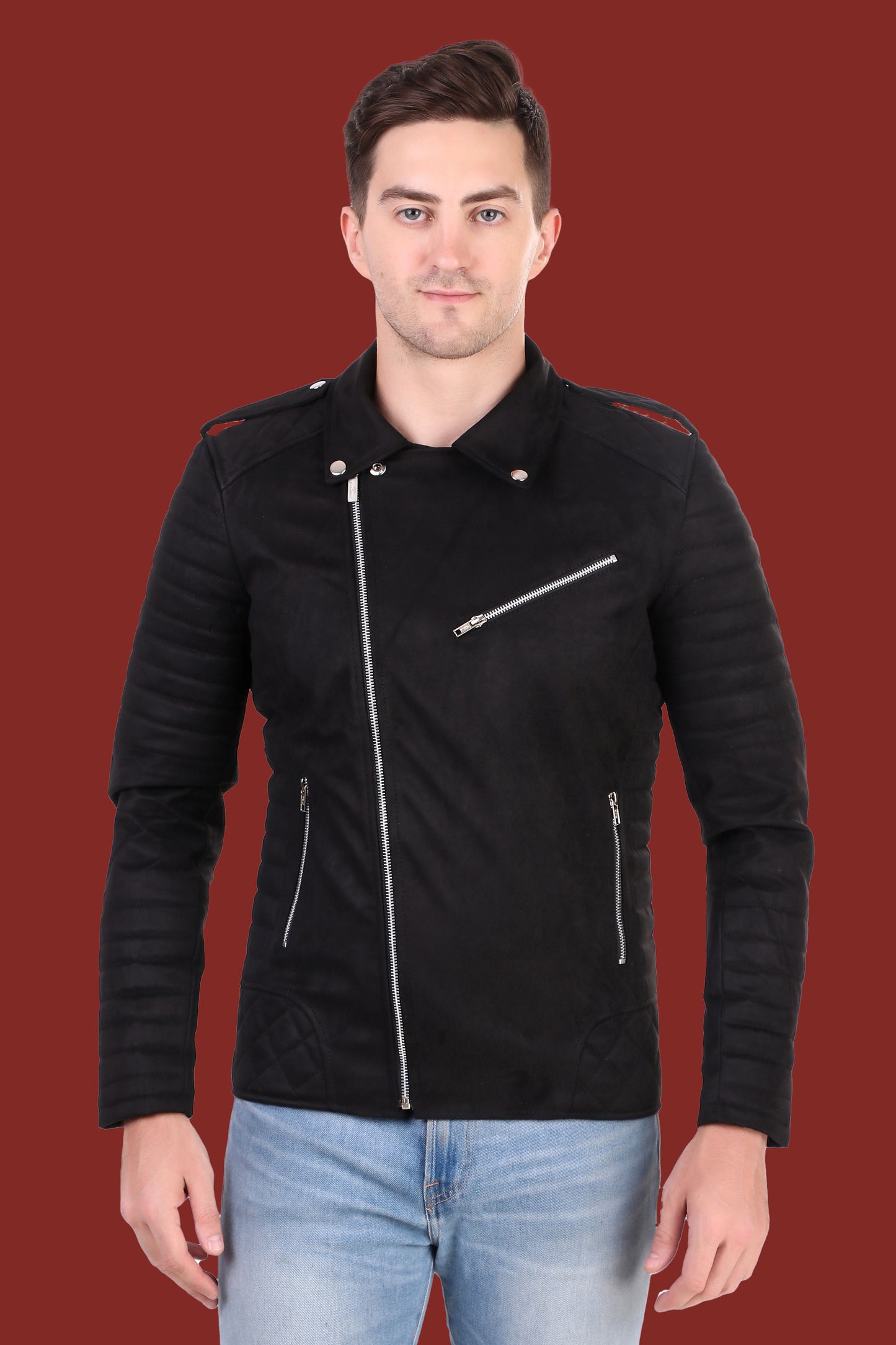 Leather Retail Men's Suede Faux Leather Jacket (LRSUDRMBL)