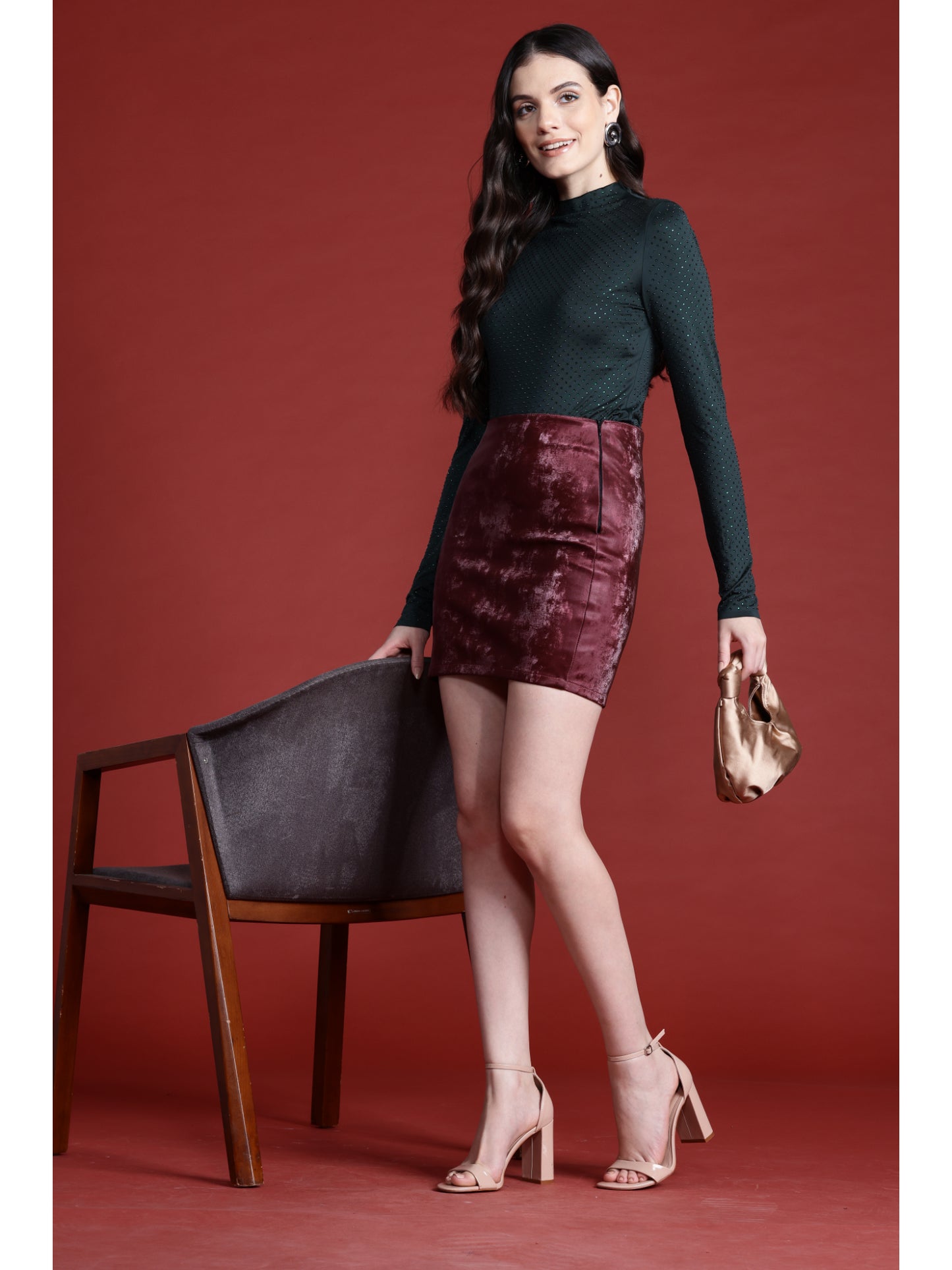 Leather Retail Women's Suede Leather Cherry Mini Skirt ( LRSUDSKRT1CH )