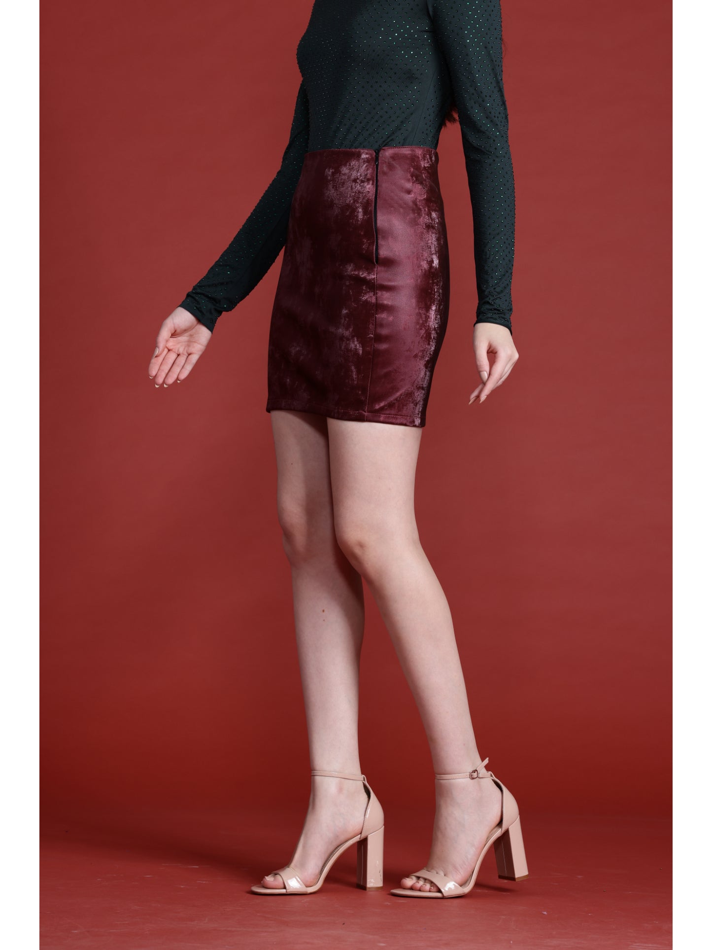 Leather Retail Women's Suede Leather Cherry Mini Skirt ( LRSUDSKRT1CH )