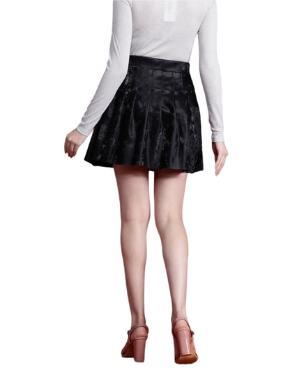 leather retail black suede pleated skirt for women's & Girl's ( LRSUDSKRT2BL)