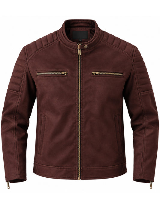 Leather Retail Men's Suede Faux Coffee Leather Jacket