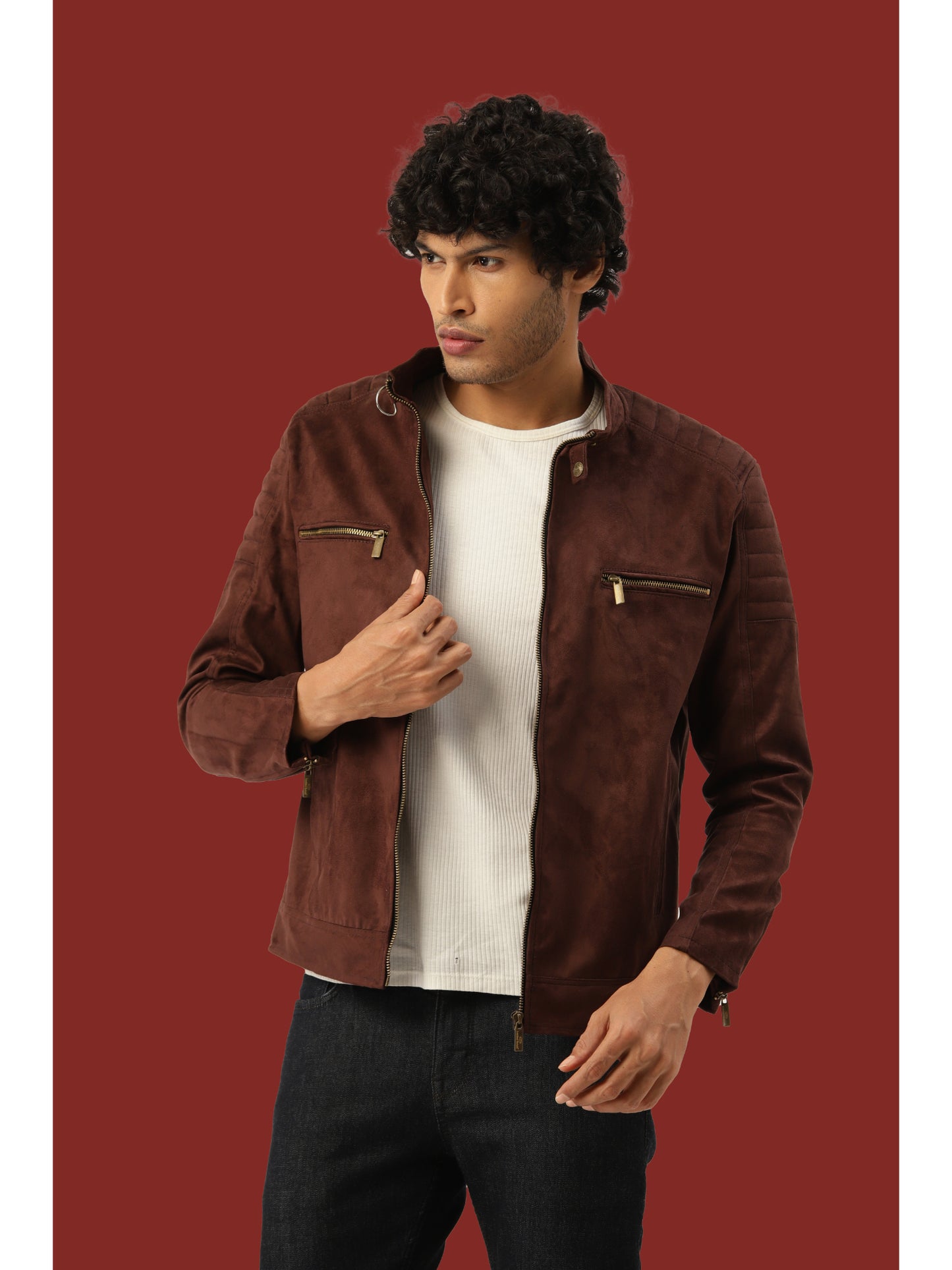 Leather Retail Men's Suede Faux Coffee Leather Jacket (LRSUDTWCO)