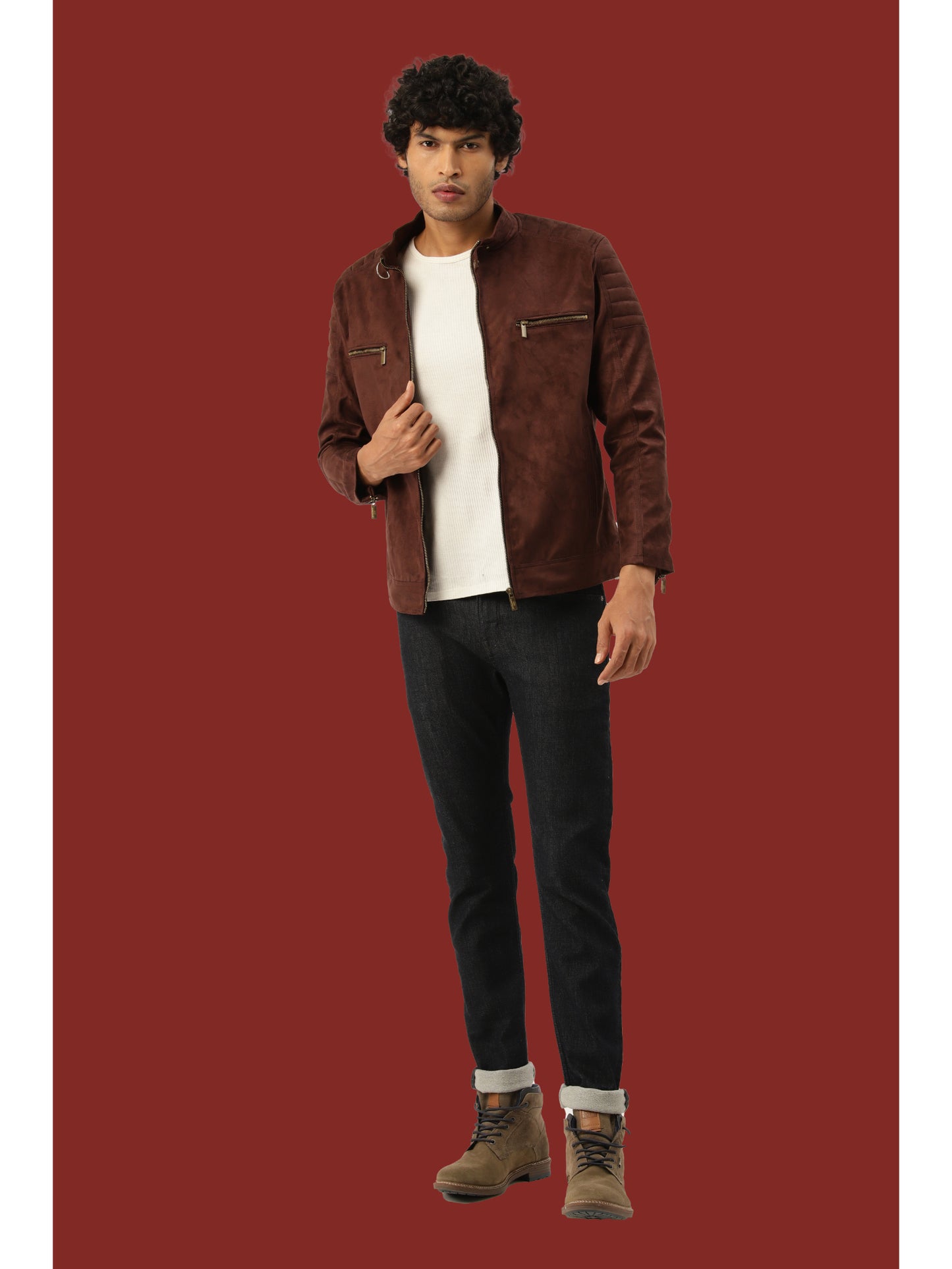 Leather Retail Men's Suede Faux Coffee Leather Jacket (LRSUDTWCO)