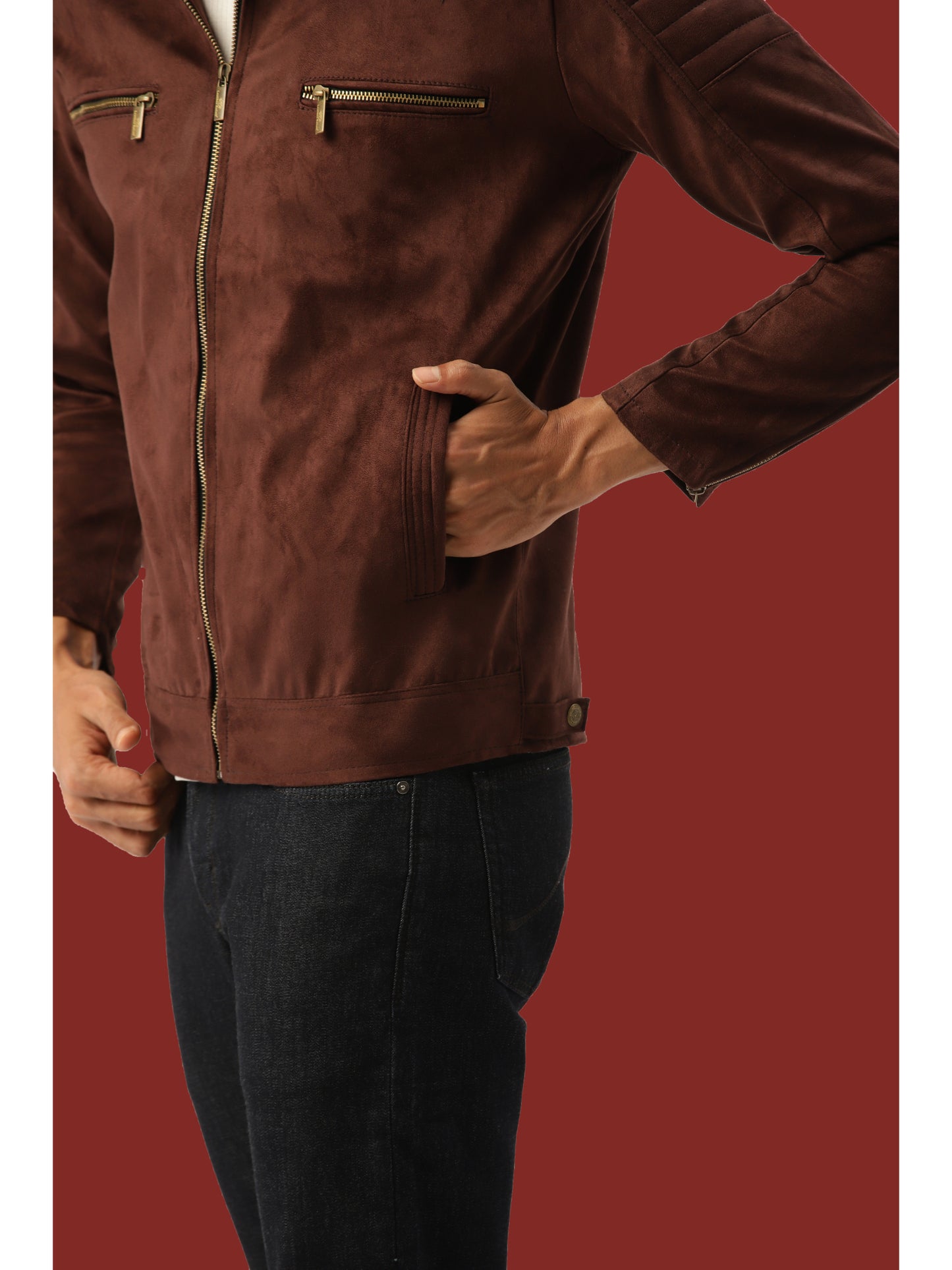 Leather Retail Men's Suede Faux Coffee Leather Jacket (LRSUDTWCO)