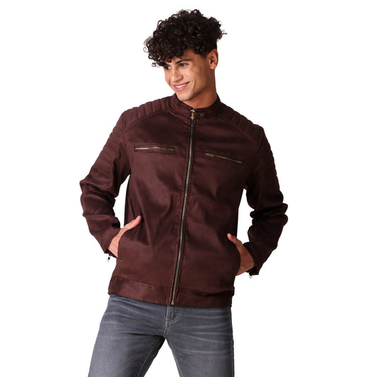 Leather Retail Men's Suede Faux Coffee Leather Jacket