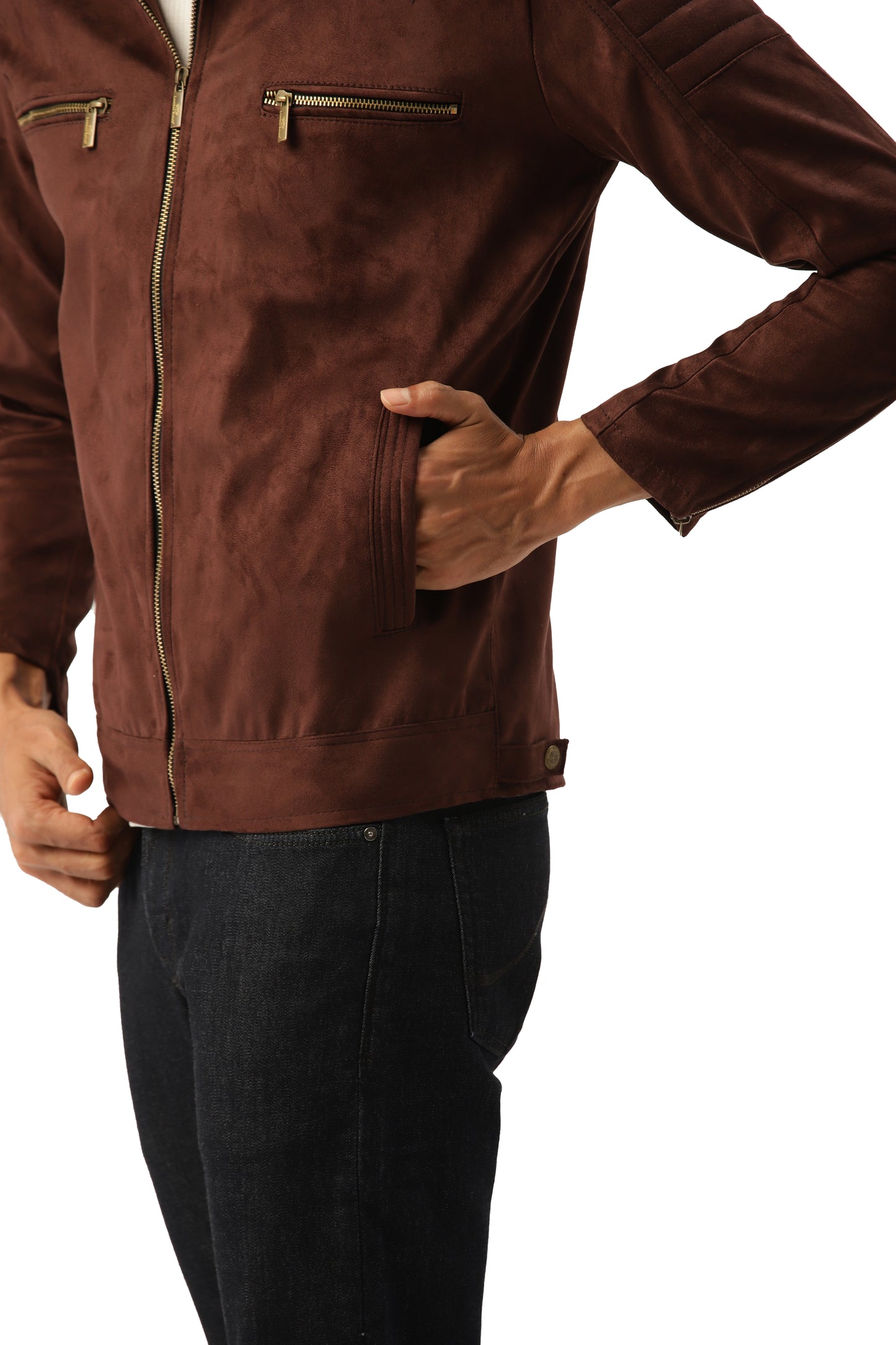 Leather Retail Men's Suede Faux Coffee Leather Jacket ( LRSUDTWCO )